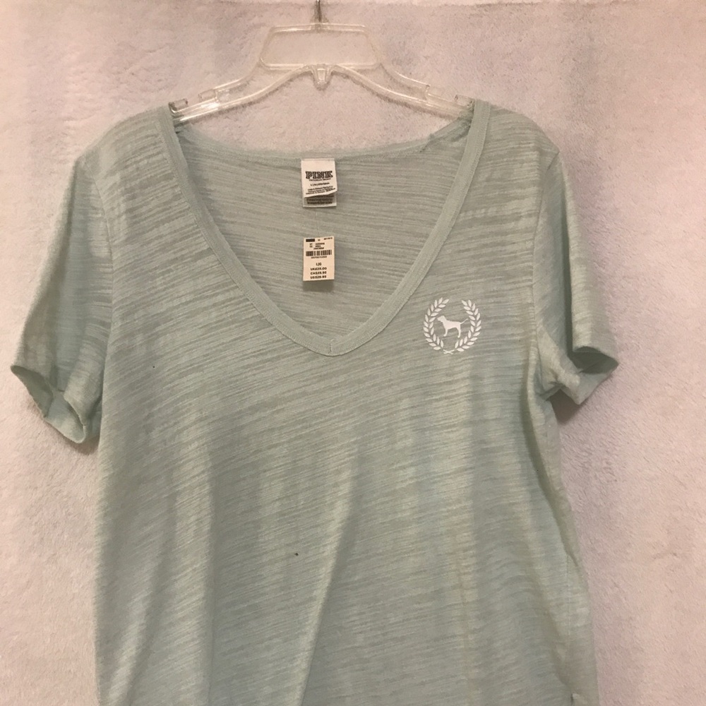 Victoria’s Secret PINK mint V-neck logo tee